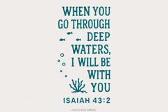 When You Go Through Deep Waters PNG, Isaiah 43:2 Scripture Product Image 1