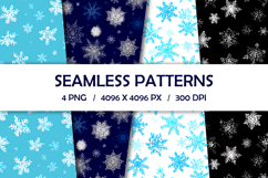 Festive Snowflakes Seamless Patterns, Xmas Digital Paper PNG Product Image 1