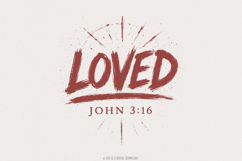 Loved John 3:16 PNG, Christian Bible Verse Digital Product Image 1
