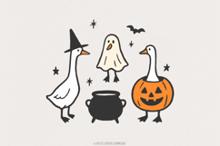 Halloween Goose PNG, Witch Goose, Pumpkin Costume, Ghost Product Image 1