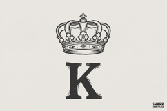King K Letter PNG, Crown Monogram Clipart, Royal Alphabet Product Image 1