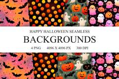 4 Happy Halloween Seamless Patterns, Digital Paper PNG Product Image 1