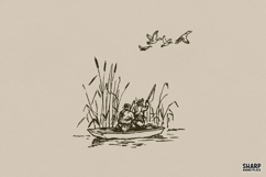 Duck Hunters In Marsh, Summer Trendy Shirt PNG, Vintage Product Image 1
