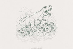 Dinosaur Big Trucks Sublimation PNG, Kids T-Rex Shirt Product Image 1
