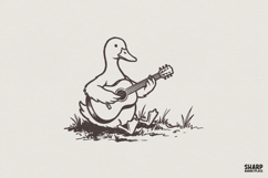 Cartoon Duck Playing Guitar PNG, Funny Animal Graphic, Cute Product Image 1