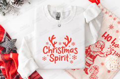 Christmas Spirit T-shirt, Holiday Typography &amp; Antlers Desig Product Image 2