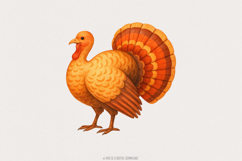 Thanksgiving Turkey PNG, Fall Harvest Turkey Art, Autumn Product Image 1