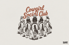 Cowgirl Social Club PNG, Retro Western Cowgirl Digital Product Image 1