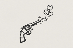 Love And Peace Gun PNG, Retro Heart Pistol Digital Product Image 1