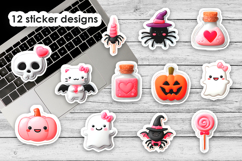 Cute Pink Halloween Printable Stickers PNG Files Product Image 1