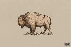 Vintage Bison Prairie Illustration Western PNG, Cow PNG Product Image 1