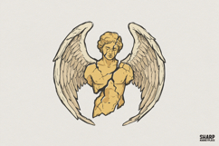 Broken Angel Statue PNG, Greek Sculpture Winged Bust Product Image 1