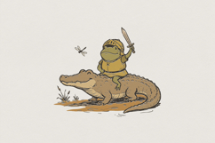 Knight Frog PNG, Alligator Ride Digital Download, Cute Product Image 1