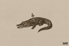 Surreal Vintage Ballerina Dancing on Alligator, Funny PNG Product Image 1