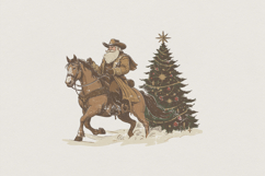 Cowboy Santa PNG, Christmas Tree Western Art for Shirts, Product Image 1