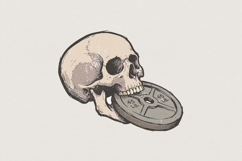 Skull With 45 LB Weight Plate PNG, Gym Motivation Art, Product Image 1