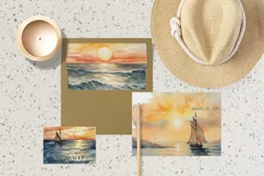 Watercolor seascapes clipart, Background PNG Product Image 4