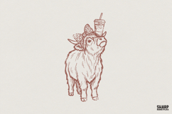 Highland Cow with Leopard Bow PNG, Cute Cow Tumbler Design, Product Image 1