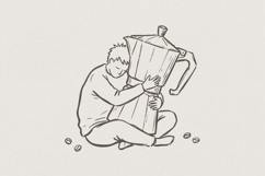 Hugging Coffee Pot PNG, Coffee Lover Clipart, Cozy Morning Product Image 1