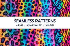 Rainbow Animal Print Seamless Patterns, 4 PNG Files Product Image 1