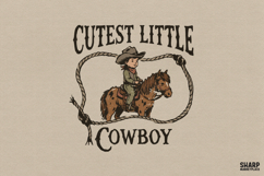 Cutest Little Cowboy, Western PNG For Trendy Shirt PNG, Product Image 1