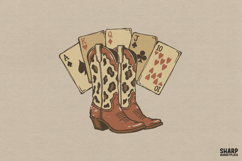 Cowgirl Boots And Playing Cards Western PNG, Trendy PNG, Product Image 1
