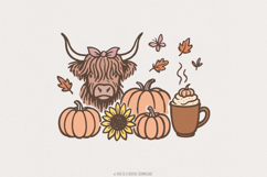 Highland Cow PNG, Fall PNG, Pumpkins PNG, Sunflower and Product Image 1