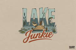 Lake Junkie PNG, Summer Lake Life Shirt, Fishing Boat Dock Product Image 1