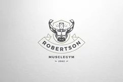 Muscular man fitness club retro logo Product Image 1