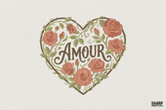 Amour PNG Rose Heart, Romantic Floral Printable, Vintage Product Image 1