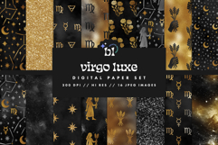16 Black &amp; Gold Virgo Zodiac Seamless Patterns Product Image 1