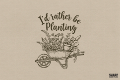 I'd Rather Be Planting Garden Wheelbarrow Floral Art With Product Image 1