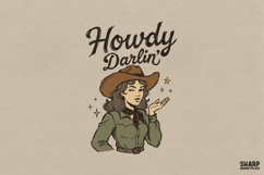 Howdy Darlin' Western PNG, Trendy Shirt PNG For Funny Product Image 1