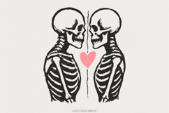 Skeleton Lovers PNG, Valentine Skeleton Art, Romantic Product Image 1