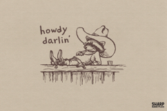 Howdy Darlin, Funny Western Raccoon PNG, Sarcastic Cowboy Product Image 1
