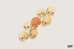 Skull PNG, Watercolor Skull Clipart, Halloween Digital Product Image 1