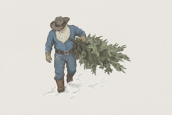 Vintage Christmas Tree Farm PNG, Rustic Winter Lumberjack Product Image 1