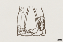 Western Cowboy Cowgirl Boots PNG, Country Couple Digital Product Image 1