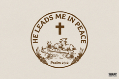 He Leads Me In Peace PNG, Psalm 23:2 Bible Verse Design, Product Image 1
