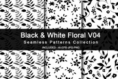 Black &amp; White Floral V04 Seamless Patterns Collection Product Image 1