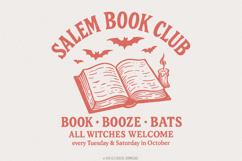 Salem Book Club PNG, Book Booze Bats, All Witches Welcome, Product Image 1