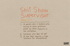 Shit Show Supervisor Definition PNG, Funny Sarcastic Product Image 1
