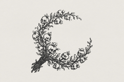 Gothic Skull Branch PNG, Dark Botanical Digital Download, Product Image 1