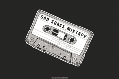 Sad Songs PNG, 90s Cassette Sticker, Nineties Cute Design, Product Image 1