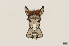 Funny Donkey Coffee PNG, Leopard Bandana Animal Design, Product Image 1