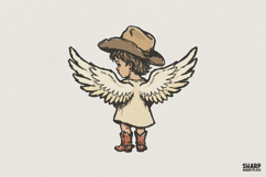 Cowboy Angel Kid PNG, Western Child with Wings, Cute Product Image 1