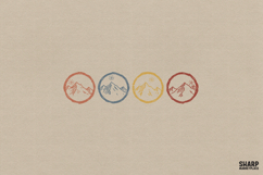 Four Vintage Mountain Badges, Western PNG Circle Art, Product Image 1