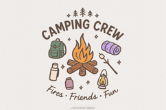 Camping Crew PNG, Fires Friends Fun, Outdoor Adventure Product Image 1