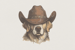 Cowboy Dog PNG, Western Golden Retriever PNG, Cowboy Hat Product Image 1