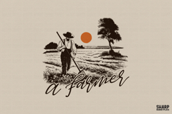 A Farmer PNG, Fall PNG, Trendy PNG, Vintage Farm Field Product Image 1